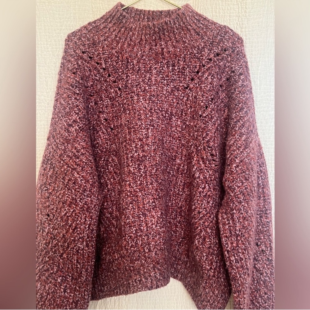 LOFT Burgundy Cowl Neck Chunky Knit Sweater NWT Size M